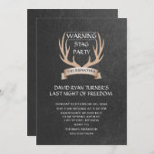 Invitation de fête de cerf à ruban de bois de cerf (Devant / Derrière)