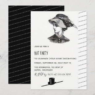 Invitation de fête de chapeau rétro vintage