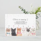 Invitation de fête de chat, Invitation d'anniversa (Debout devant)