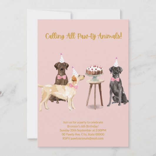 Invitation de fête de chien, Invitation d'annivers (Devant)