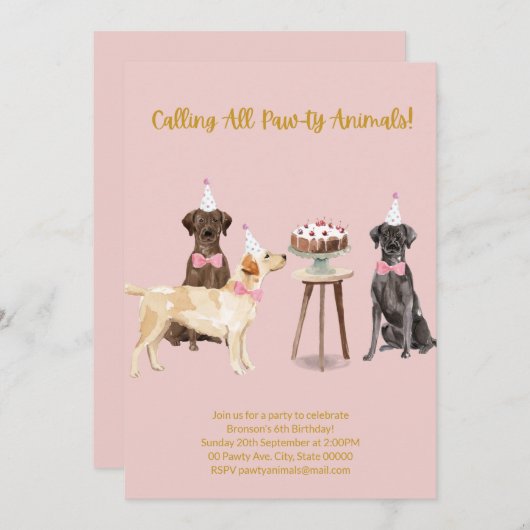 Invitation de fête de chien, Invitation d'annivers (Devant / Derrière)