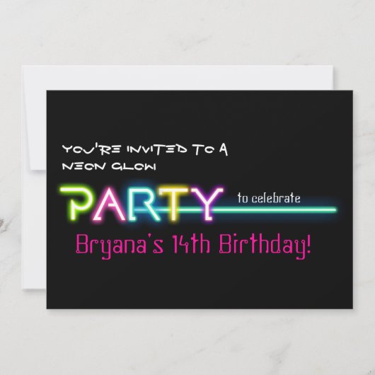Invitation de fête de club Rave Neon Glow Lights (Devant)
