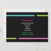 Invitation de fête de club Rave Neon Glow Lights (Dos)