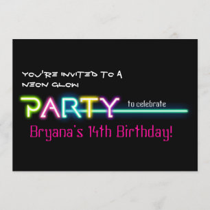 Invitation de fête de club Rave Neon Glow Lights