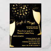 Invitation de fête de cocktail de Noël or et noir (Recto)