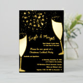 Invitation de fête de cocktail de Noël or et noir (Debout devant)