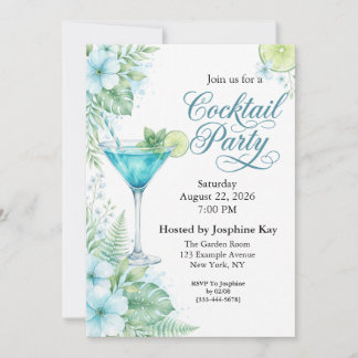 Invitation de fête de cocktail Martini Tropical Bl