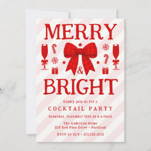 Invitation de fête de cocktails au ruban à carreau