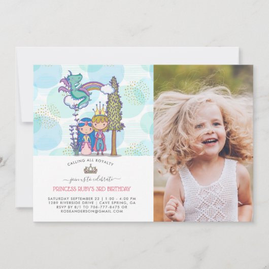 Invitation de fête de conte de fées | Prince & Pri (Devant)