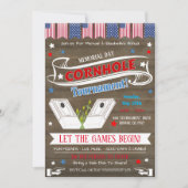 Invitation de fête de cornhole patriotique (Devant)
