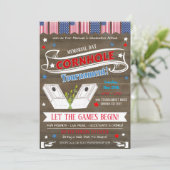 Invitation de fête de cornhole patriotique (Debout devant)