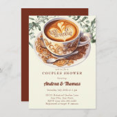 Invitation de fête de couple | Café aquarelle (Devant / Derrière)