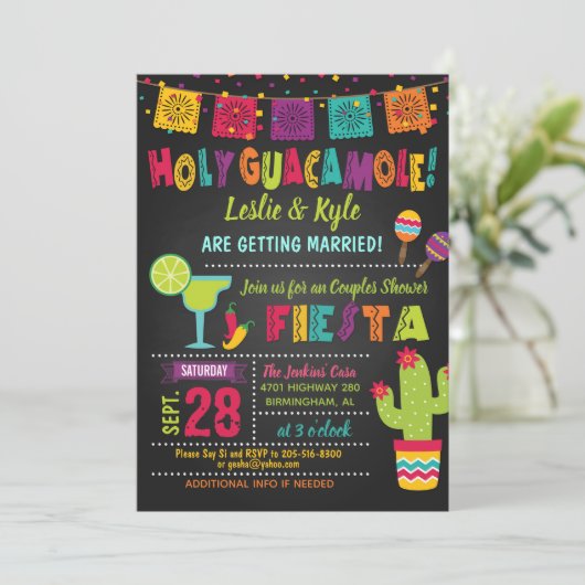 Invitation de Fête de Couple Holy Guacamole Fiesta (Debout devant)