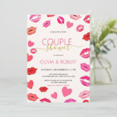 Invitation de fête de couple Lèvres et Cœurs (Debout devant)