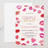 Invitation de fête de couple Lèvres et Cœurs (Devant / Derrière)