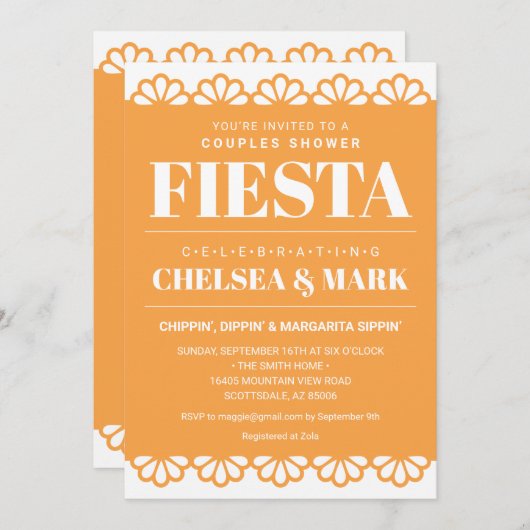 Invitation de Fête de Couple Papel Picado (Devant / Derrière)