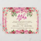 Invitation de Fête de Couple Thème Aloha Luau Trop (Devant / Derrière)