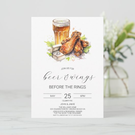 Invitation de fête de couples Beer & Wings (Debout devant)