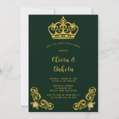Invitation de fête de couples Couronne Royale Vert (Devant)
