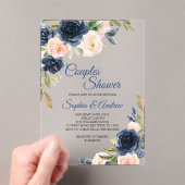 Invitation de fête de couples florale Bleu marine  (In situ (ordinateur de poche))