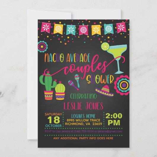 Invitation de fête de couples Nacho Average - BL (Devant)