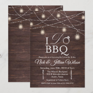 Invitation de fête de couples Rustique I DO BBQ