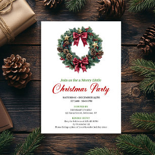 Invitation de fête de couronne de Noël minimaliste