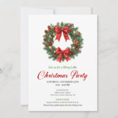 Invitation de fête de couronne de Noël moderne cla (Devant)