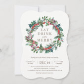 Invitation de fête de couronne de vacances classiq (Devant)