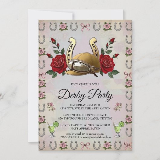 Invitation de fête de course de chevaux de course  (Devant)