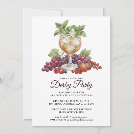Invitation de fête de course de chevaux Derby Day (Devant)