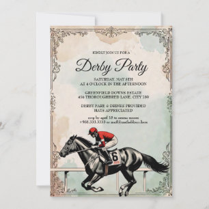 Invitation de fête de course de chevaux Derby vint