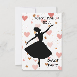 Invitation de fête de danse en or rose Ballerine