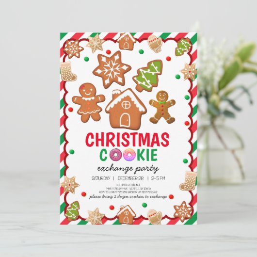Invitation de fête de décoration de biscuits de No (Debout devant)