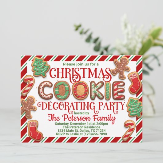 Invitation de fête de décoration de biscuits de No (Debout devant)