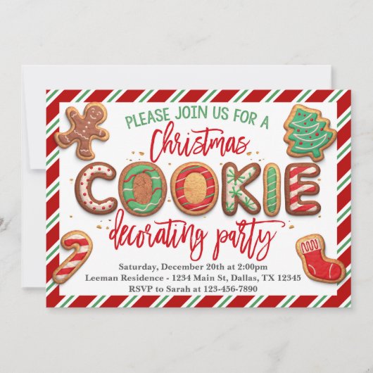 Invitation de fête de décoration de biscuits de No (Devant)