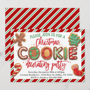 Invitation de fête de décoration de biscuits de No