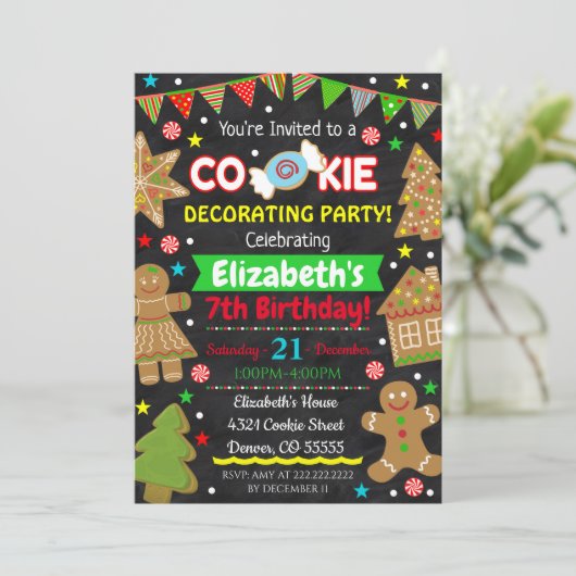 Invitation de fête de décoration de biscuits de No (Debout devant)