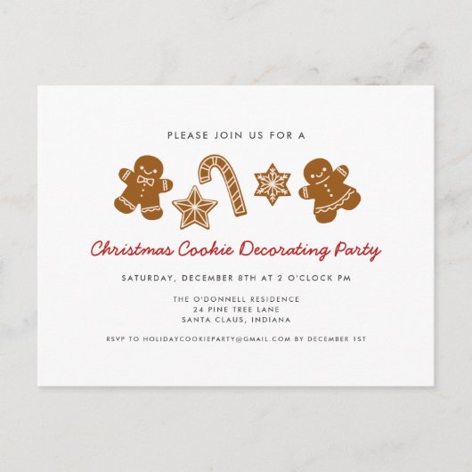 Invitation de fête de décoration de biscuits de No (Devant)