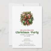 Invitation de fête de décoration de Noël rétro rêv (Devant)