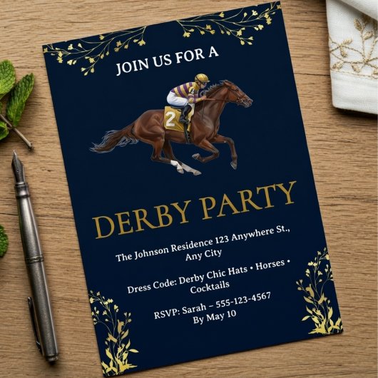 Invitation de fête de derby de course de chevaux v