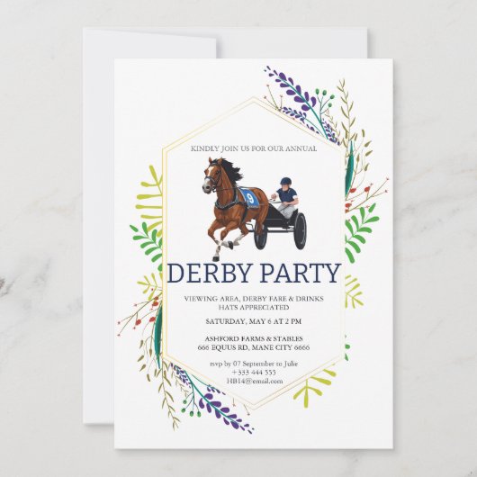 Invitation de fête de derby de course de harnais f (Devant)