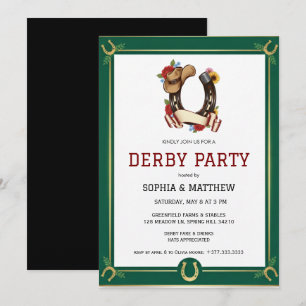Invitation de fête de Derby de style équestre vint