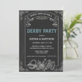 Invitation de fête de Derby sur tableau noir rusti (Debout devant)