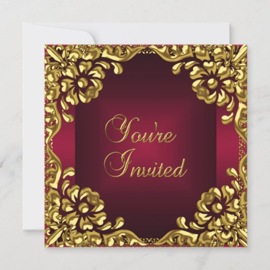 Invitation de fête de design chic or bordeaux roug (Devant)
