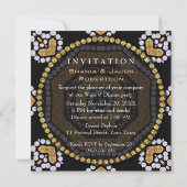 Invitation de fête de dîner dorée aux cœurs aztèqu (Dos)