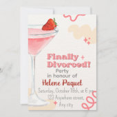 Invitation de fête de divorce à l'aquarelle rose b (Devant)