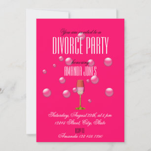 Invitation de fête de divorce au champagne or rose