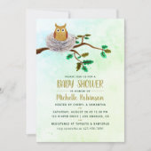 Invitation de fête de douche de bébé chouette aqua (Devant)