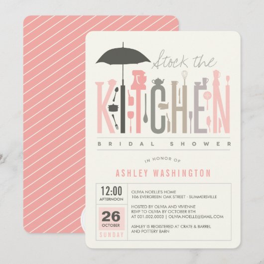 Invitation de fête de douche de mariage de cuisine (Devant / Derrière)